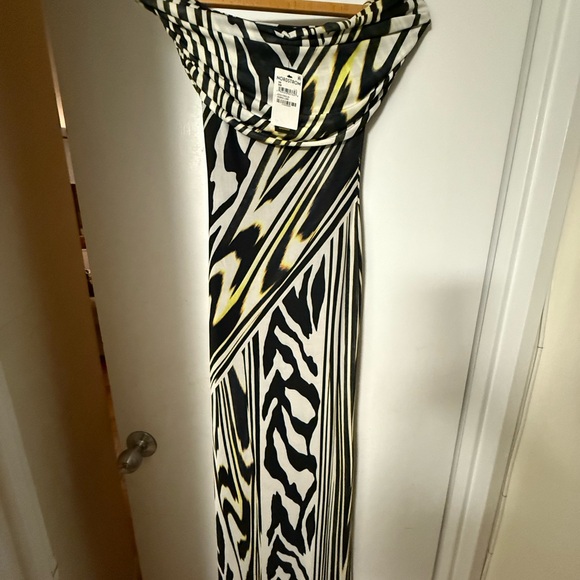 AFRM Strapless Zebra Print Dress NWT with BDG black denim jacket - Picture 6 of 9